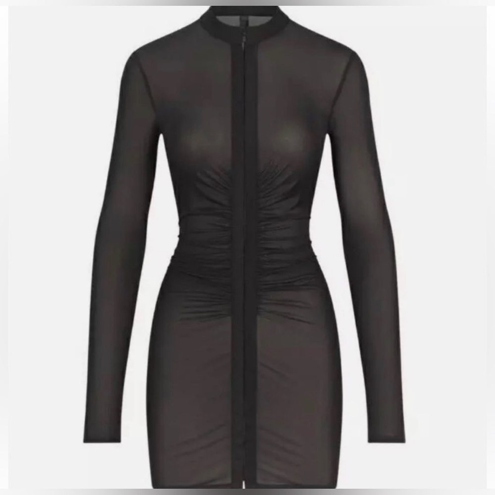 NWT - SKIMS - Ruched Mesh Long sleeve Dress